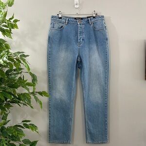 THOUGHT Button Fly Classic Blue Boyfriend Jeans NWT size 10
